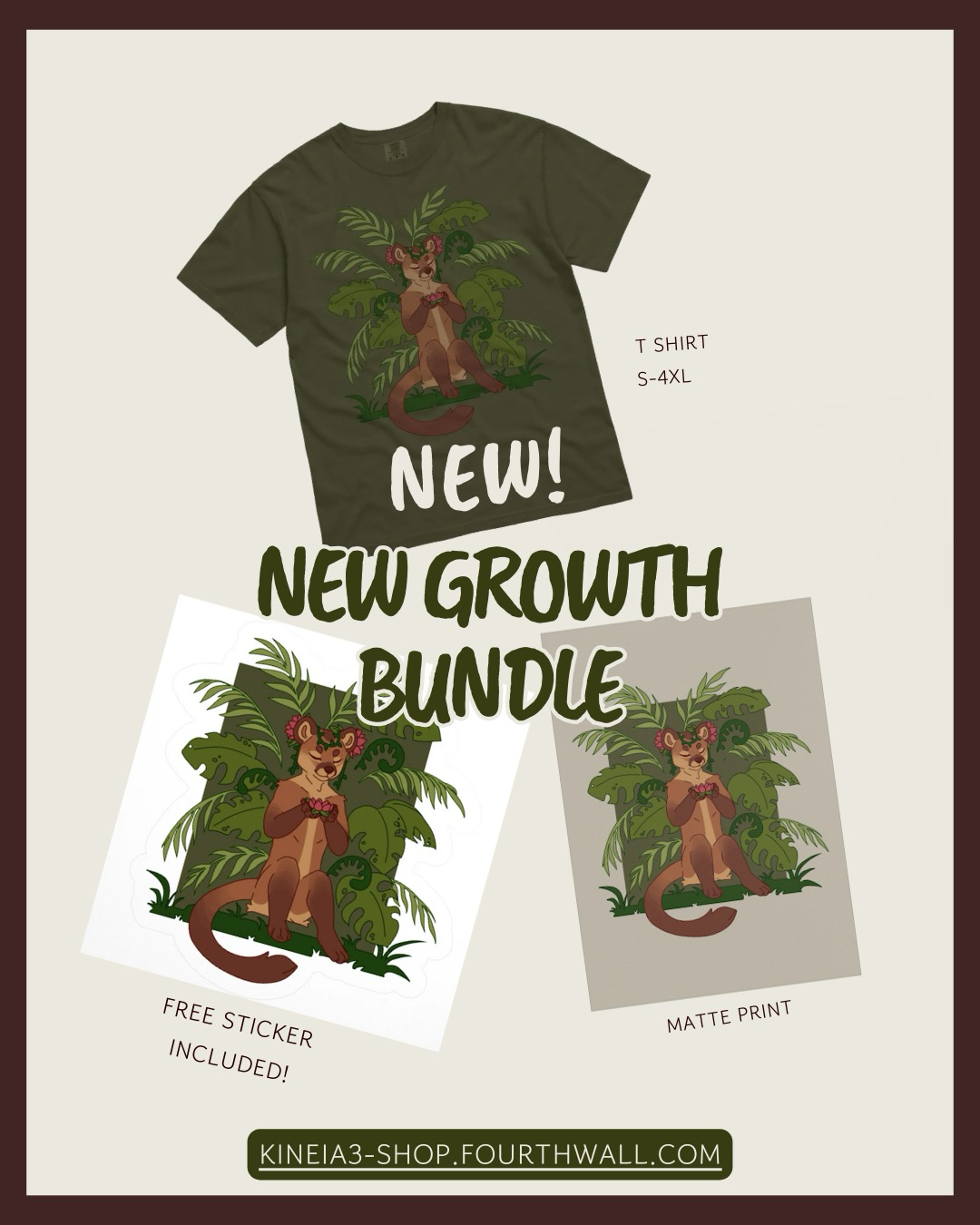 “New Growth” Merch bundle of marten with plants