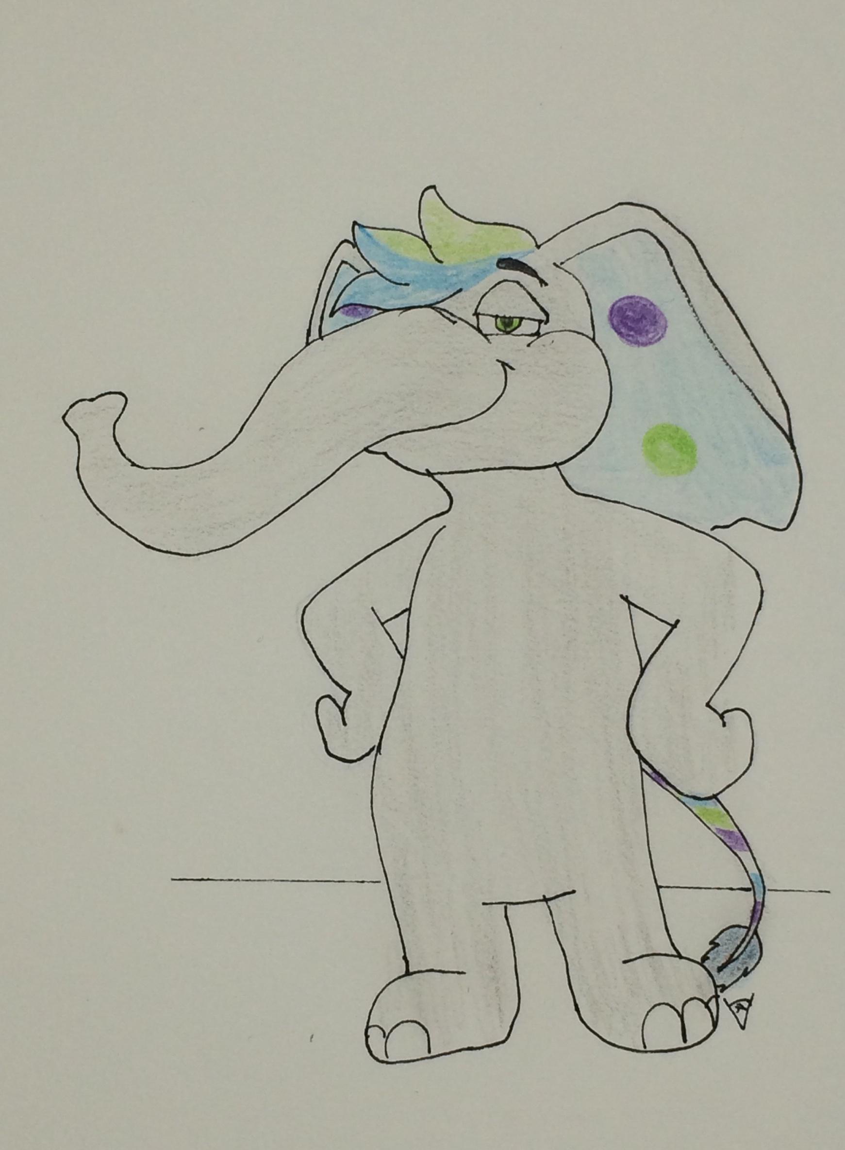 Samuel, the anthropomorphic elephant, quiet force of nature who believes every path starts with a decision to move.